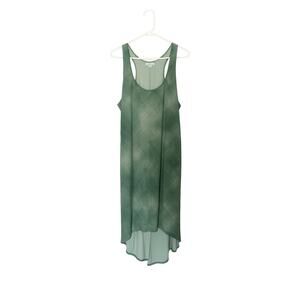 Athleta Presidio Traveler Maxi Dress XL Green Sleeveless High Low Hem